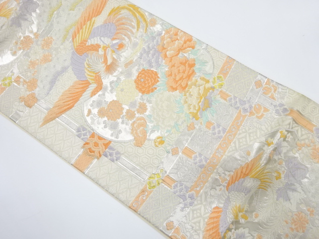 花鳥模様織り出し　袋帯